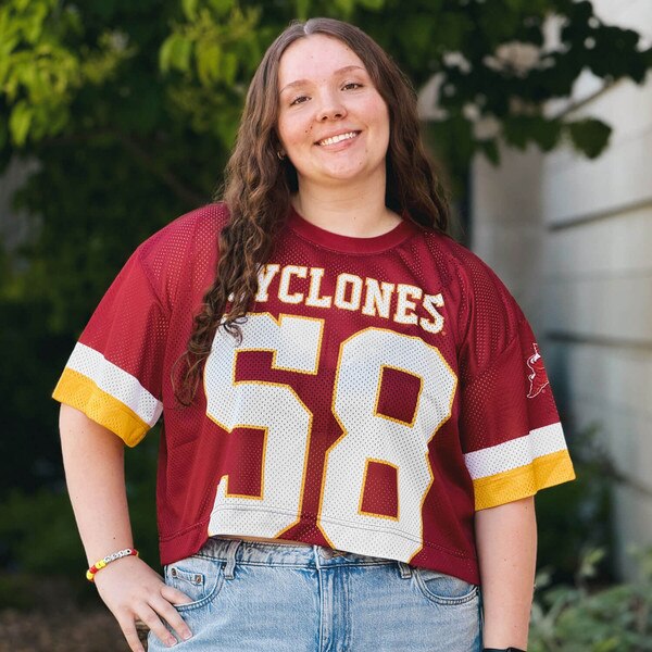 League Women's Cyclones 58 Cardinal Cropped Short Sleeve T-Shirt
